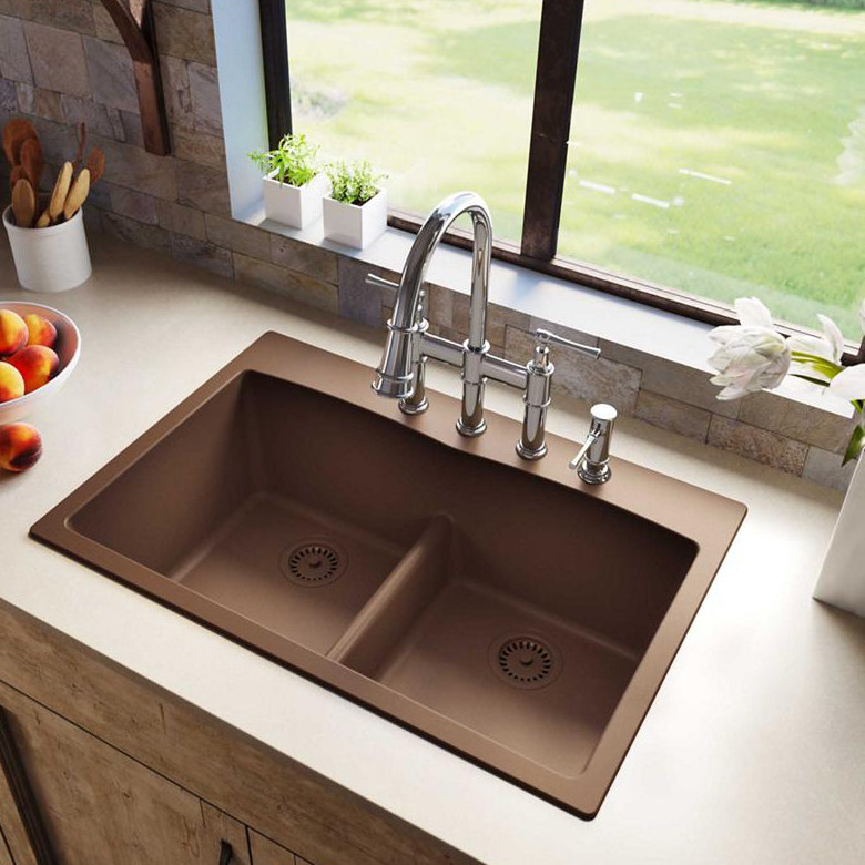 Elkay Quartz Classic 33" L x 22" W Double Basin DropIn Kitchen Sink